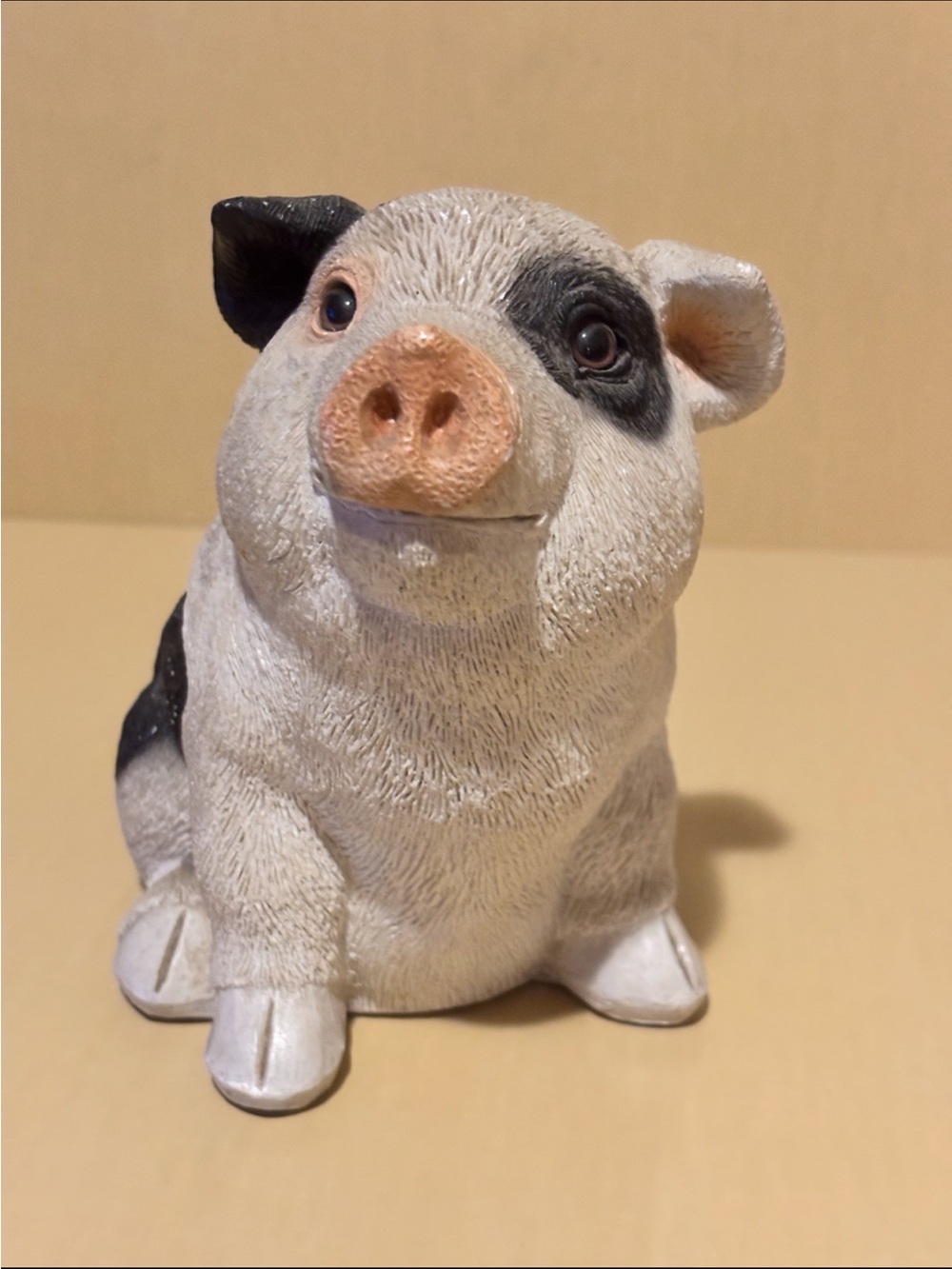 Vintage Ceramic Piggy Bank. It is 5x6x4 Figurine - White and Black
